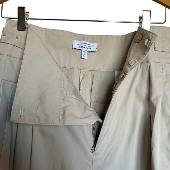 & Other Stories Belted Waist Pleated Trousers Ghurka Waistband Pants Tan Size 10 - Picture 5 of 14